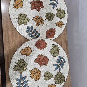 Sigrid Olsen Fall Leaves beaded round 15" charger placemat